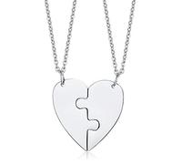 NEHZUS Set di 2 collane dell'amicizia, regalo per donne e ragazze, per sorelle non biologiche, collana per coppia, incisione personalizzata, Acciaio inossidabile, Nessuna pietra preziosa