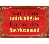 Neid ist die Aufrichtste Form der Anerkennung Targa in metallo Targa metallo metallo Tin Sign bombato laccato 20 x 30 cm