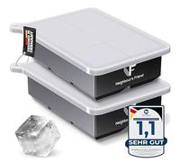 Neighbour's Friend Stampo grande per cubetti di ghiaccio - 12 x cubetti di ghiaccio XXL per cocktail, whisky e longdrink - Stampo per cubetti di ghiaccio in silicone platinico con coperchio, lavabile