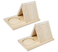 Neikafan 2 Pezzi Supporto per Libri in Legno Organizzatore Multifunzionale Triangolare con Porta Tazza Scrivania per Libri,Riviste,Tablet Camera da Letto, Regalo di Compleanno per Amanti della Lettura