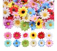 Neikafan 200 pezzi Mini fiori artificiali margherite seta fiori finti teste fiore di simulazione del tessuto fiore decorativo multicolore di simulazione per capelli matrimoni decorazione DIY