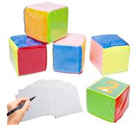 Neikafan 4 Pezzi Dadi Gommapiuma Grandi 10cm Dado Gioco con Tasche di Inserimento Dadi di Schiuma Grande con 48 Carta Vuota 1 Penna per Asilo, Prescolare, Scuola, Apprendimento Precoce
