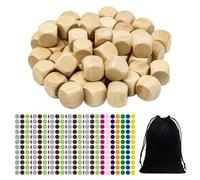 Neikafan 50 Pezzi Dadi Di Legno 20mm Dadi In Legno A Forma Di Cubo Non Verniciato Cubi Con Nero Drawstring Sacchetto E Colore Dot Sticker Per Artigianato,Puzzle