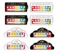 Neikafan 8 Pezzi Spilla Batteria Sociale Della Pin Mood Tracker Spilla Energia Social per 7 Giorni, Movimento Sociale Spillas Dell Umore Interattivo, Spillas a Forma di Batteria