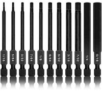 NEIKO 01147A Hex Allen Power Bit Set, 11-Piece SAE Sizes 1/16 to 5/16 | Magnetic Hex Head Bits | 3 Quick Release Shanks | Premium S2 Steel | Compatible with Power Drills and Impact Drivers