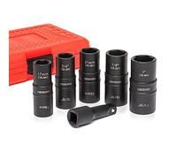 NEIKO 02287B 1/2 Inch-Drive Impact Socket Set, 6 Pc Impact Flip Socket Set, 10 Deep SAE & Metric Sizes, Thin Wall Wheel Lug Nut Socket Set, Cr-Mo, 3" Impact Extension Bar, 6 Point, 19 & 21mm Sockets