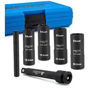 NEIKO 02290B - Set di chiavi a bussola per dadi e dadi da 1/2", set di chiavi a bussola per ruote di dimensioni medie, metriche a 6 punti, barra di estensione da 12,7 cm e barra knockout, 18,5 mm,