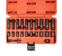 NEIKO 02435A 1/4" Drive Impact Socket Set | 22 Piece | Standard 3/16” - 9/16” SAE | Deep and Shallow Sockets | Chrome Vanadium Steel | 3/8” to 1/4” Reducer | Hex Shank Socket Impact Adapter