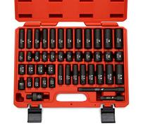 Neiko 02440A - Set di chiavi a bussola a percussione da 3/8", in acciaio CR-V SAE e metriche, 44 pezzi