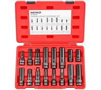 Neiko 02457A - Set di chiavi per dadi e dadi per ruote, kit di attrezzi per la rimozione di chiavi per pneumatici aftermarket e di fabbrica, chiavi SAE e metriche, 16 pezzi