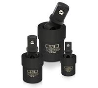 Neiko 02486A Black Complete Impact Universal Joint Socket Swivel Set, 3 Piece, Cr-Mo | ¼, 3/8, ½-Inch Drive