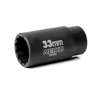 NEIKO 02524A 33mm Socket | 1/2 Drive Deep Impact Socket | Spindle & Axle Nut Socket | 12 Point |Chrome Molybdenum Cr-Mo |Deep Well Hub | Triple Square | Axle Shaft Nut Remover