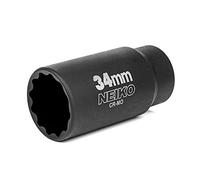 NEIKO 02525A 34mm Socket | 1/2 Drive Deep Impact Socket | Spindle & Axle Nut Socket | 12 Point |Chrome Molybdenum Cr-Mo |Deep Well Hub | Triple Square | Axle Shaft Nut Remover