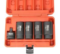 NEIKO 02530A 5 Piece 12 Point Socket Set 1/2" Drive - Lug Nut Remover, Spindle and Axle Nut Sockets, Metric 30mm - 36mm, Cr-Mo Impact Adapter, 3/4" -1/2" Reducer