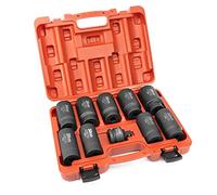 NEIKO 02531A 1/2” Drive Deep Impact Socket | Spindle & Axle Nut Socket Set | 10 Piece | 12 Point |Metric 29mm - 39mm | Cr-Mo | Impact Adapter | 3/4" to 1/2” Reducer