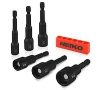 NEIKO 10190A Magnetic Nut Driver Set, 6 Piece Impact Nut Driver Set, SAE, 1/4” to 9/16”, 2-9/16” Long Nut Driver Bit Set for Impact Drill, Cr-V