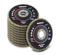 NEIKO 11107A Confezione da 10 dischi lamellari in ossido di alluminio 4-1/2 per smerigliatrice angolare, ruota flapper a grana 60, disco piatto T27 da 4,5 pollici, disco lamellare da 7/8", levigatura