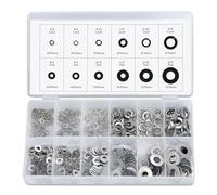 Neiko 50400A - Set di 350 pezzi con serratura e rondella piatta, in acciaio INOX, colore: Argento