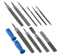 Neiko Set di lime e raspe in metallo, 12 pezzi, 25,4 cm, 20,3 cm e 15,2 cm, extra sottili, mezza, fresa e rotonde, manici in PVC blu, acciaio al carbonio trattato termicamente
