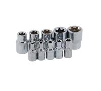 Neilsen CT0732 DR set di prese e Torx con punta a stella esterne femmina, 0,63 cm e 0,95 cm, nero