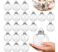 Neioaas Palline decorative in plastica trasparente, set di 12 palline decorative natalizie fai da te, in plastica trasparente, riempibili, per Natale, Halloween, compleanni, matrimoni, decorazioni