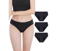 Neione Mutande Mestruali Donna Slip Ciclo Mestruale Mutandine Assorbenti Post Parto Hipster in Modal Pacco da 3 Nero XXS
