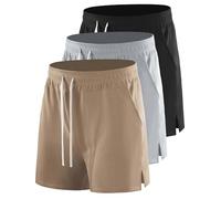 NEIOROT Pantaloncini Sportivi da Uomo con 2 Tasche, Nero, Grigio Chiaro, Marrone, XX-Larege