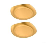 NEIQIUWING 2 piatti da portata quadrati 304 dal design coreano con ciotola per salsa separata, finitura dorata, robusti e resistenti alla ruggine, ideali per cucina, ristorazione e caffetteria