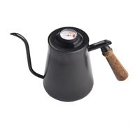 NEIQIUWING Bollitore a collo d'oca con termometro integrato, beccuccio stretto a collo di cigno, per caffè e tè filtro, controllo preciso della temperatura, argento (650 ml, nero)