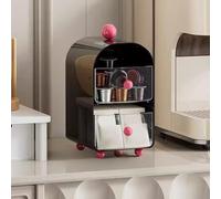 NEIQIUWING Contenitore per bustine di tè e caffè, design a più cassetti in PP e acrilico, organizer salvaspazio per cucina, bagno e camera da letto, robusto supporto da scrivania, nero/bianco (nero)