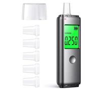 NEIQIUWING Etilometro Portatile Certificato, Etilometro Automatico per Test dell'alcol, Professionale Alcol Test con Display LCD Digitale, con 5 Bocchini, per Uso Domestico o in Festa