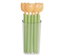 NEIQIUWING Morsetti per alimenti a forma di tulipano, 5 pezzi con scatola portaoggetti, chiusure creative in ABS per snack da cucina, clip per sacchetti per la freschezza di cereali e snack (arancione