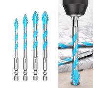 NEIQIUWING Trapano eccentrico a quattro pale per fori in vetro e piastrelle, 6-12 mm, 2 pezzi, con codolo esagonale da 1/4", per trapani manuali e elettrici