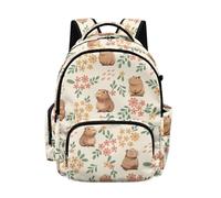 NEITLGEN - Zaino carino per scuola elementare e scuola elementare, con tasche multiple, Porcellino d'India floreale, L, Casual