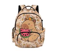NEITLGEN - Zaino da bambina per scuola materna e scuola elementare, con tasche multiple, Anguria Capibara, L, Casual