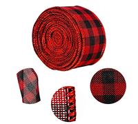 Neiyty Nastro Scozzese Rosso Tagliabile, Durevole 6,7 Piedi | Panno pesante, versatile per decorazioni, ideale per regali, progetti fai da te, occasioni festive
