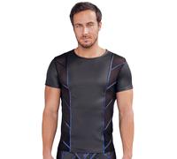 NEK Cool Matte Look Shirt with Blue Metallic Stripes 2162016 Black XXXL