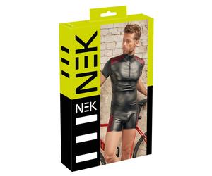 NEK - felpa uomo con zip e inserti rossi - nero - L