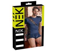 NEK - Maglia da uomo blu con lacci e inserti a rete neri - L