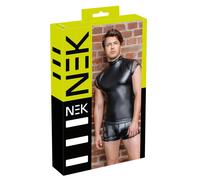 Top maschile con inserti in rete e borchie (nero) - M