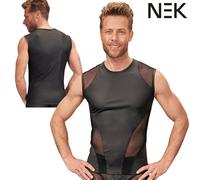 NEK Sexy Canotta Maglietta Elasticizzata Inserti in Rete Powernet Top T-Shirt