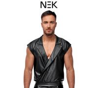 Nek Shirt Nera Opaca con Elastico in Vita Collo Reverso e Fronte Sovrapposto a V