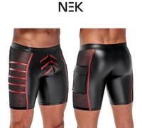 NEK Shorts Pantaloncini Corti Neri Attillati Uomo - Tasca e Inserti Trasparenti