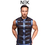 NEK Top Smanicato Metal Blu con Zip e Borchie • Powernet Elasticizzato