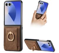 Nekiyo Tech Card Holder Kickstand Wallet Case for Samsung Galaxy Z Flip 7 | Card slots, 360° rotating ring kickstand, PU leather + hard PC, Magnetic car mount compatible, For Samsung Galaxy Z Flip 7