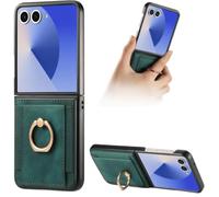 Nekiyo Tech Card Holder Kickstand Wallet Case for Samsung Galaxy Z Flip 8 | Card slots, 360° rotating ring kickstand, PU leather + hard PC, Magnetic car mount compatible, For Samsung Galaxy Z Flip 8