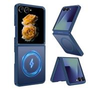 Nekiyo Tech Compatible with Samsung Galaxy Z Flip 7 Custodia con Anello Magnetico, Protezione Militare 16FT Slim Traslucida Opaca Antishock - Blu