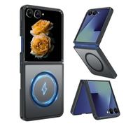 Nekiyo Tech Compatible with Samsung Galaxy Z Flip 7 Custodia con Anello Magnetico, Protezione Militare 16FT Slim Traslucida Opaca Antishock - Nero