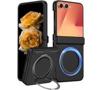 Nekiyo Tech Compatible with Samsung Galaxy Z Flip 7 Custodia con Supporto ad Anello, Protezione Cerniera, Protezione Schermo, Ricarica Wireless Resistente agli Urti Copertura Robusta - Nero