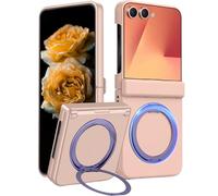 Nekiyo Tech Compatible with Samsung Galaxy Z Flip 7 Custodia con Supporto ad Anello, Protezione Cerniera, Protezione Schermo, Ricarica Wireless Resistente agli Urti Copertura Robusta - Rosa
